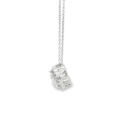 14k White Gold 2.01ctw Round Brilliant Diamond Halo Pendant Necklace