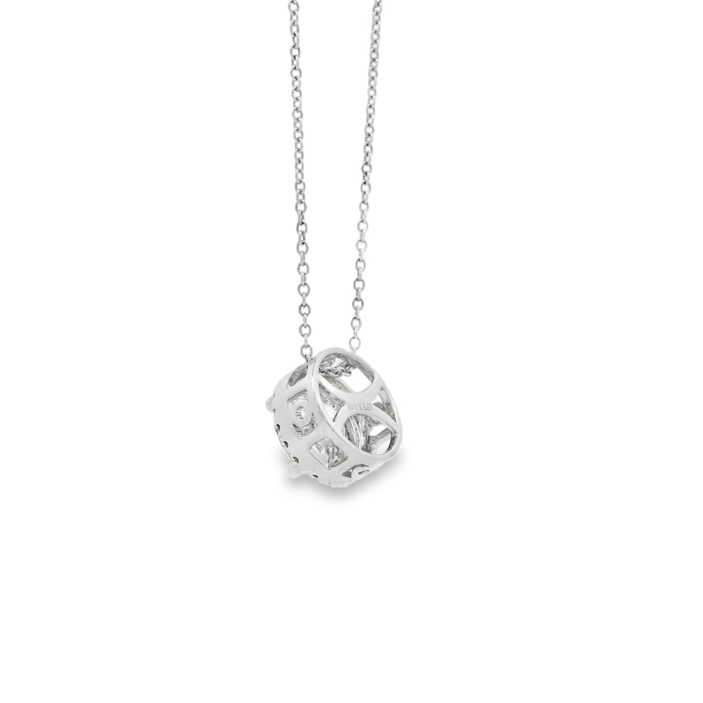 14k White Gold 2.01ctw Round Brilliant Diamond Halo Pendant Necklace