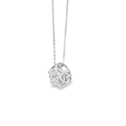 14k White Gold 2.01ctw Round Brilliant Diamond Halo Pendant Necklace