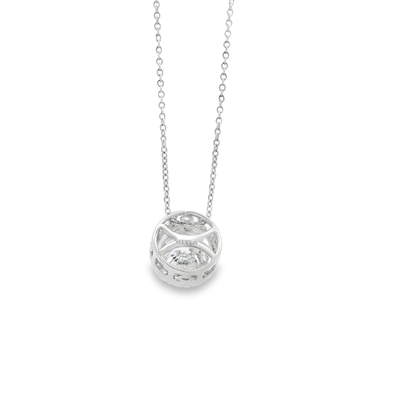 14k White Gold 2.01ctw Round Brilliant Diamond Halo Pendant Necklace