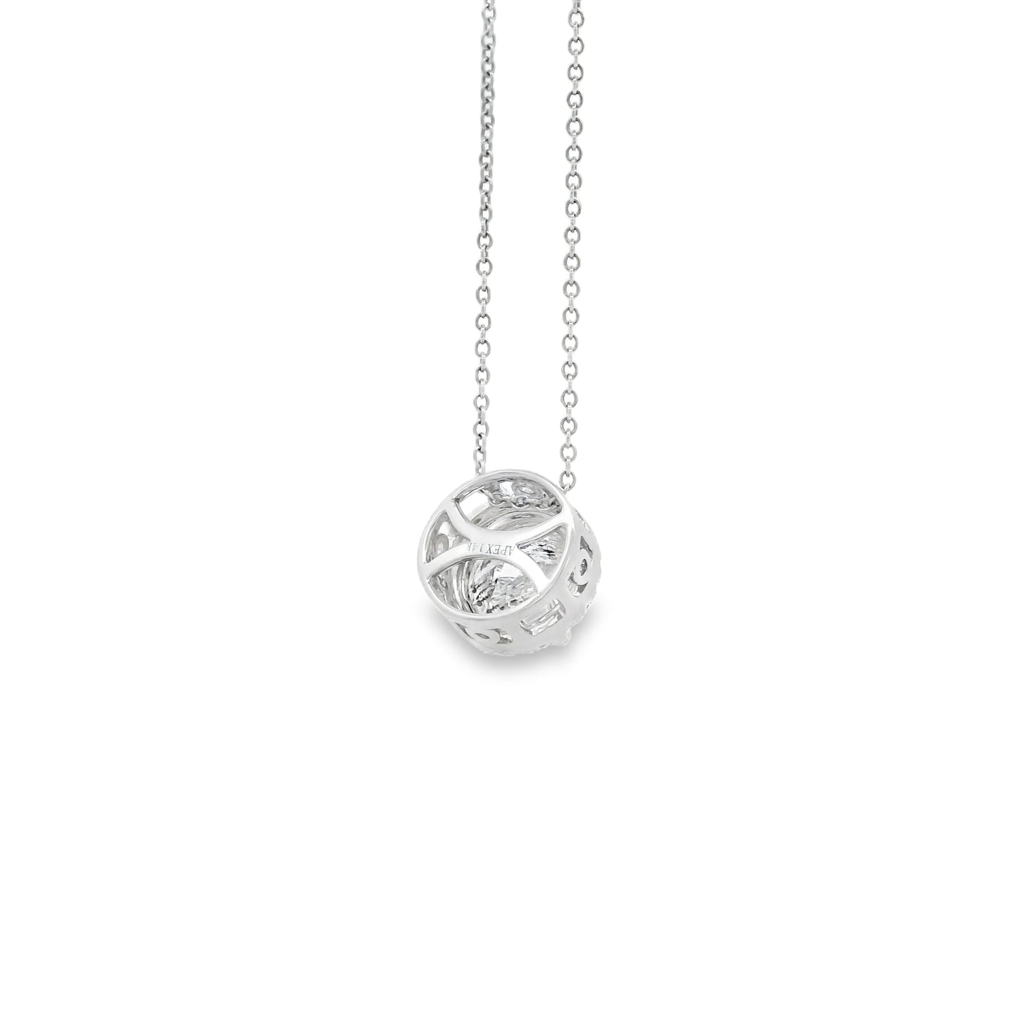 14k White Gold 2.01ctw Round Brilliant Diamond Halo Pendant Necklace