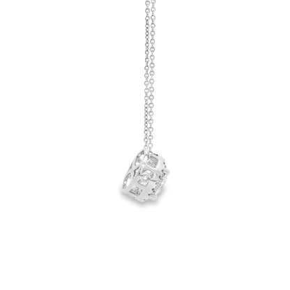 14k White Gold 2.01ctw Round Brilliant Diamond Halo Pendant Necklace