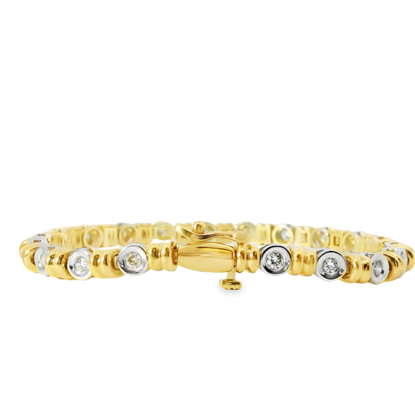 14k Yellow and White Gold 2ctw Diamond Tennis Bracelet