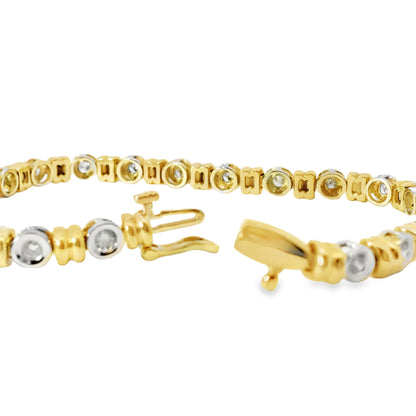 14k Yellow and White Gold 2ctw Diamond Tennis Bracelet
