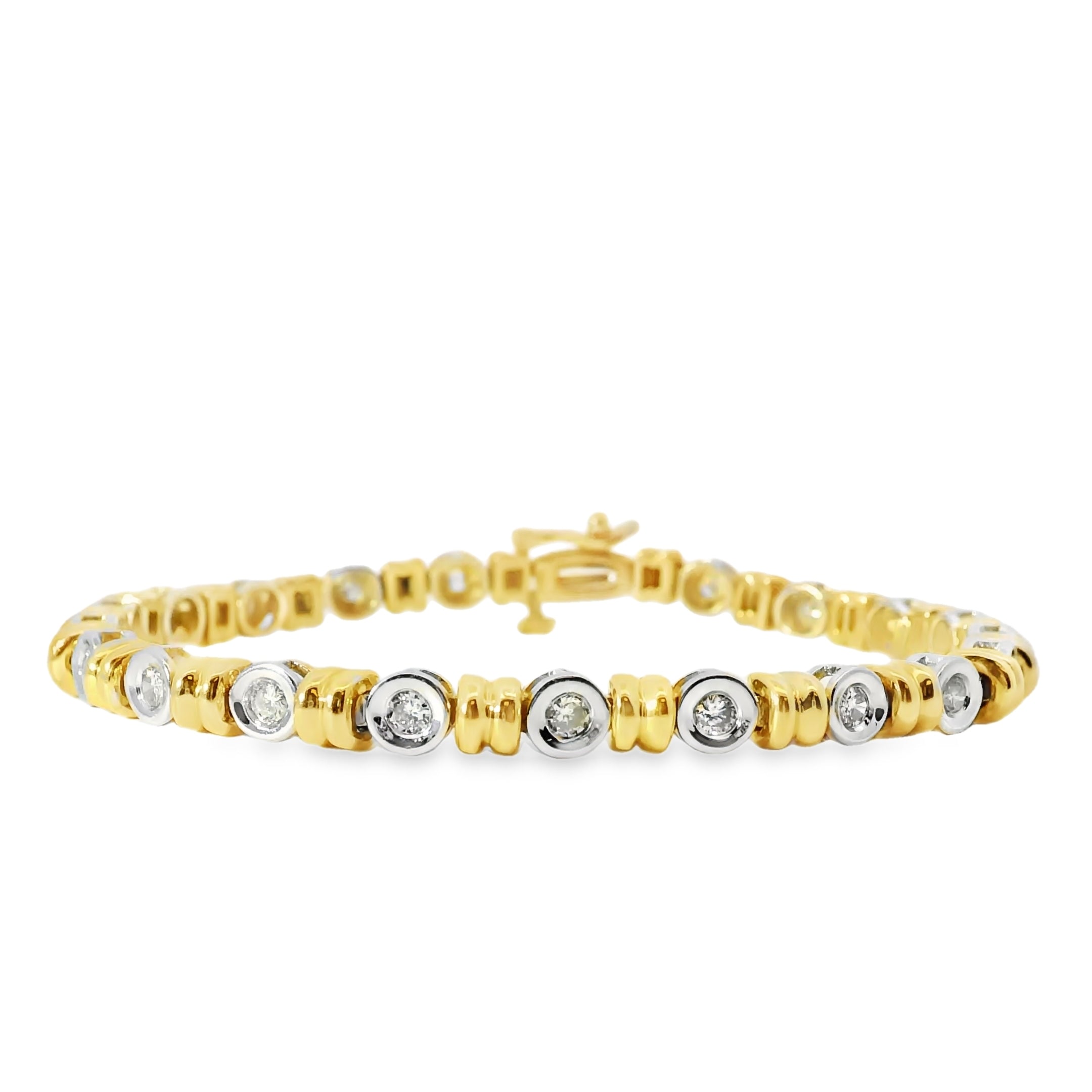 14k Yellow and White Gold 2ctw Diamond Tennis Bracelet