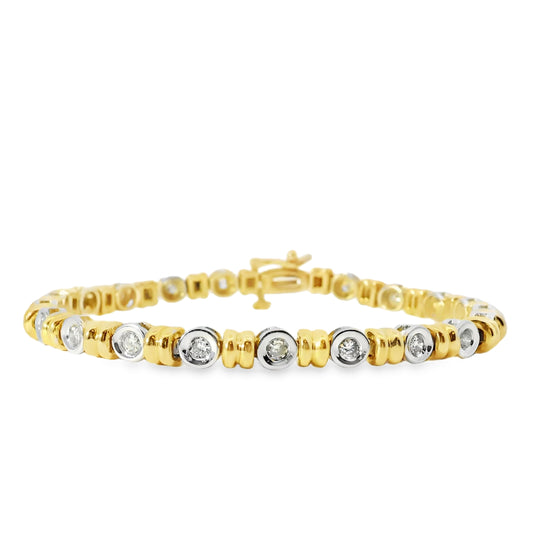 14k Yellow and White Gold 2ctw Diamond Tennis Bracelet