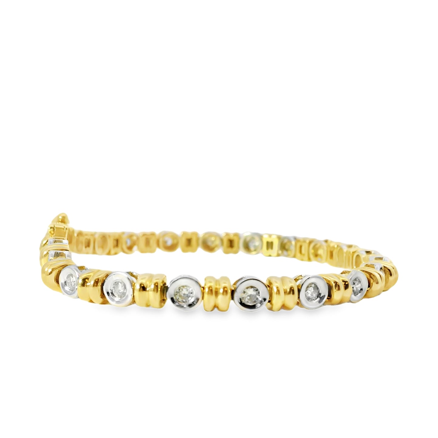 14k Yellow and White Gold 2ctw Diamond Tennis Bracelet