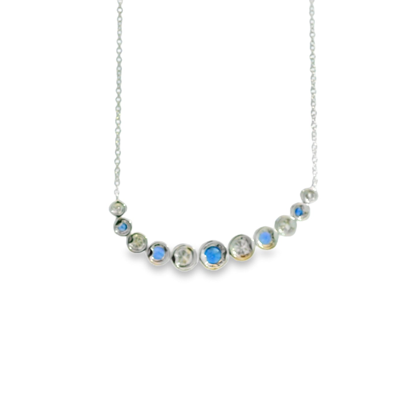 14k White Gold 1.03ct Sapphires and 0.70ct Round Brilliant Diamond Necklace