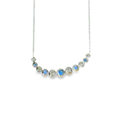 14k White Gold 1.03ct Sapphires and 0.70ct Round Brilliant Diamond Necklace