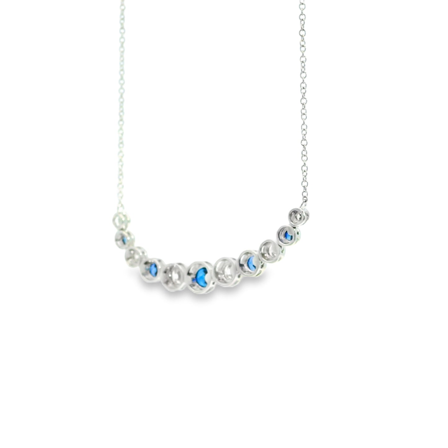 14k White Gold 1.03ct Sapphires and 0.70ct Round Brilliant Diamond Necklace