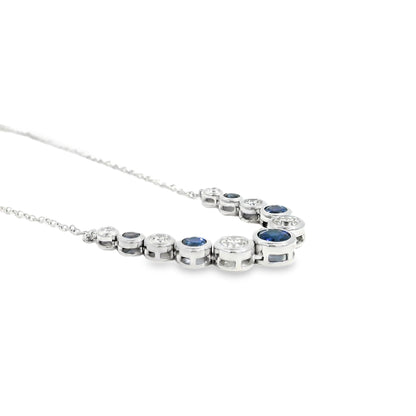 14k White Gold 1.03ct Sapphires and 0.70ct Round Brilliant Diamond Necklace