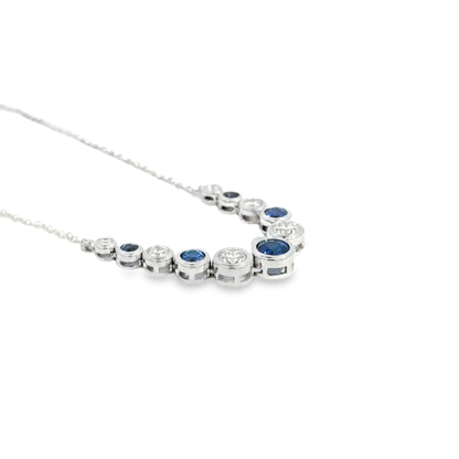 14k White Gold 1.03ct Sapphires and 0.70ct Round Brilliant Diamond Necklace