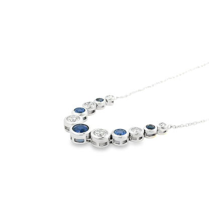 14k White Gold 1.03ct Sapphires and 0.70ct Round Brilliant Diamond Necklace