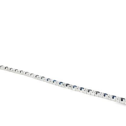 14k White Gold 1.00ct Round Brilliant Diamonds and 1.25ct Sapphire Tennis Bracelet