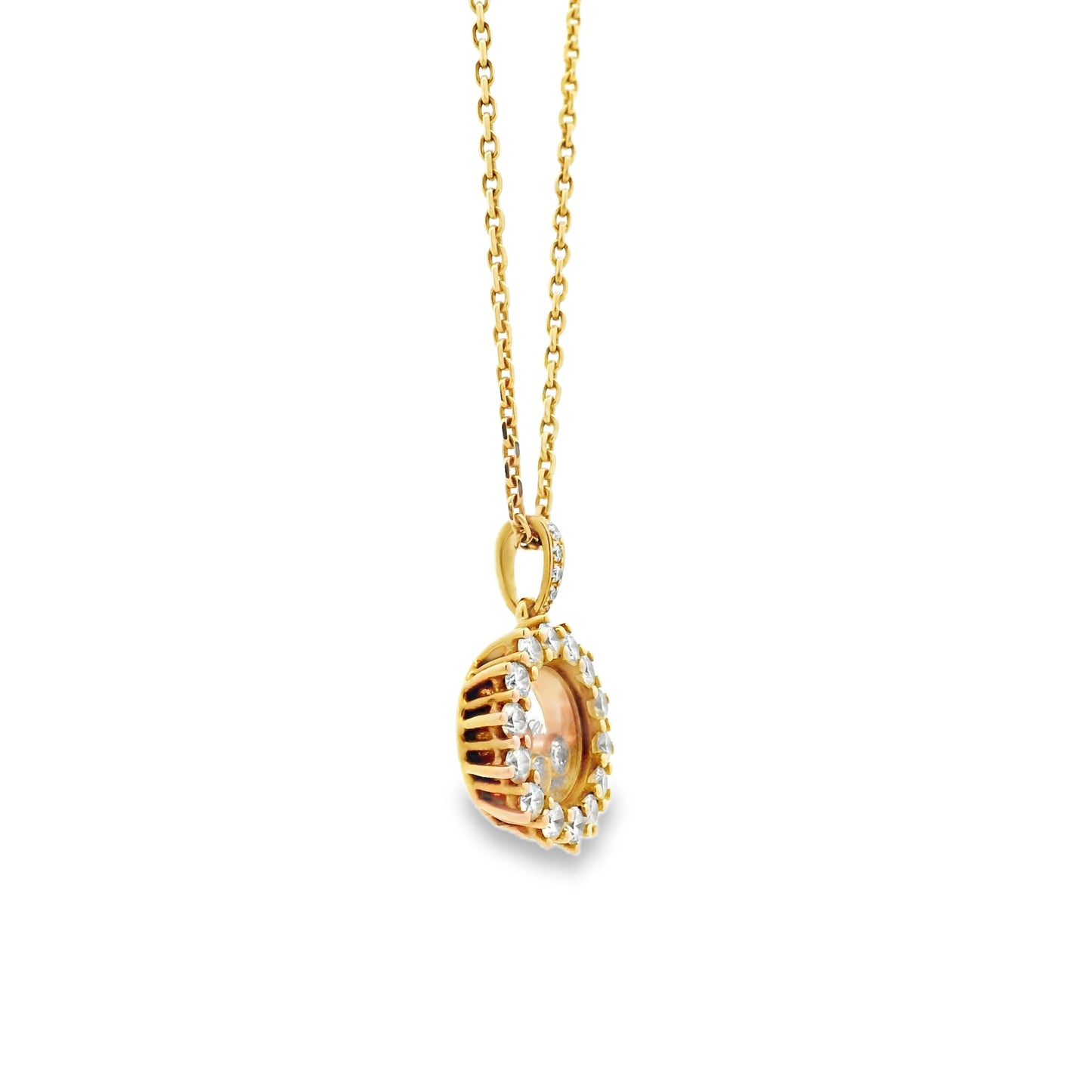 18k Yellow Gold 0.89ctw Chopard Happy Diamond Pendant Necklace