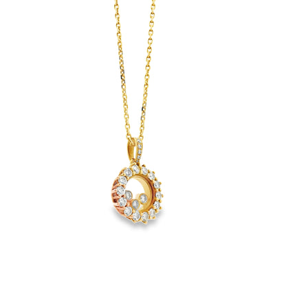 18k Yellow Gold 0.89ctw Chopard Happy Diamond Pendant Necklace