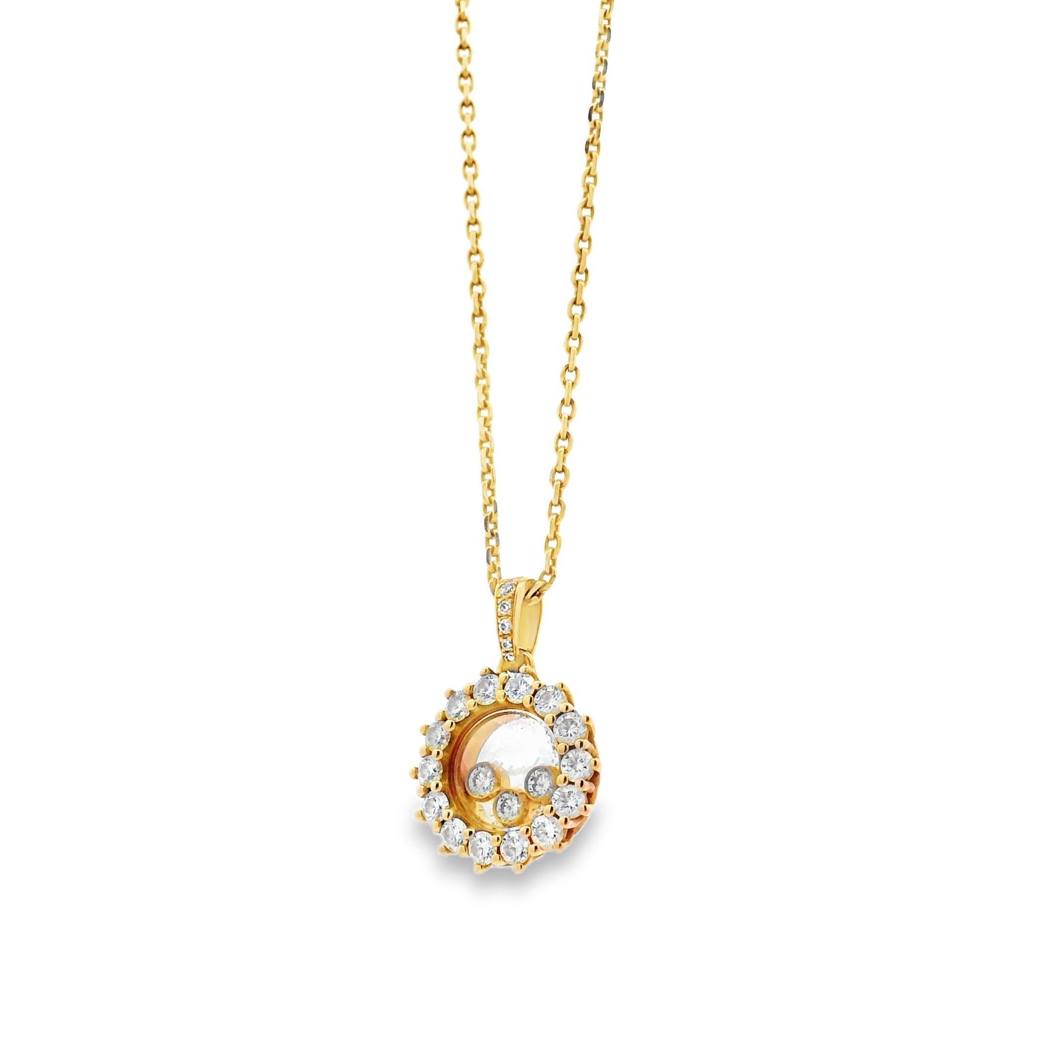 18k Yellow Gold 0.89ctw Chopard Happy Diamond Pendant Necklace