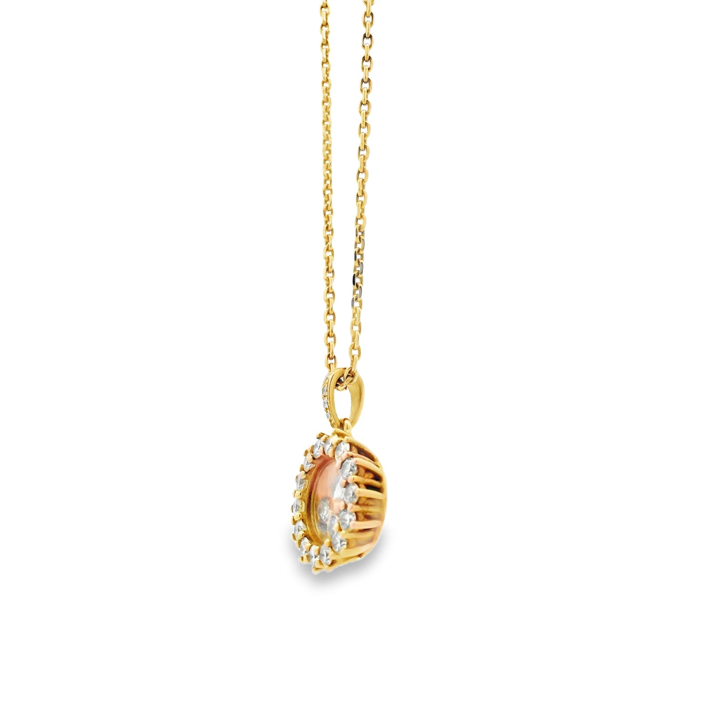 18k Yellow Gold 0.89ctw Chopard Happy Diamond Pendant Necklace