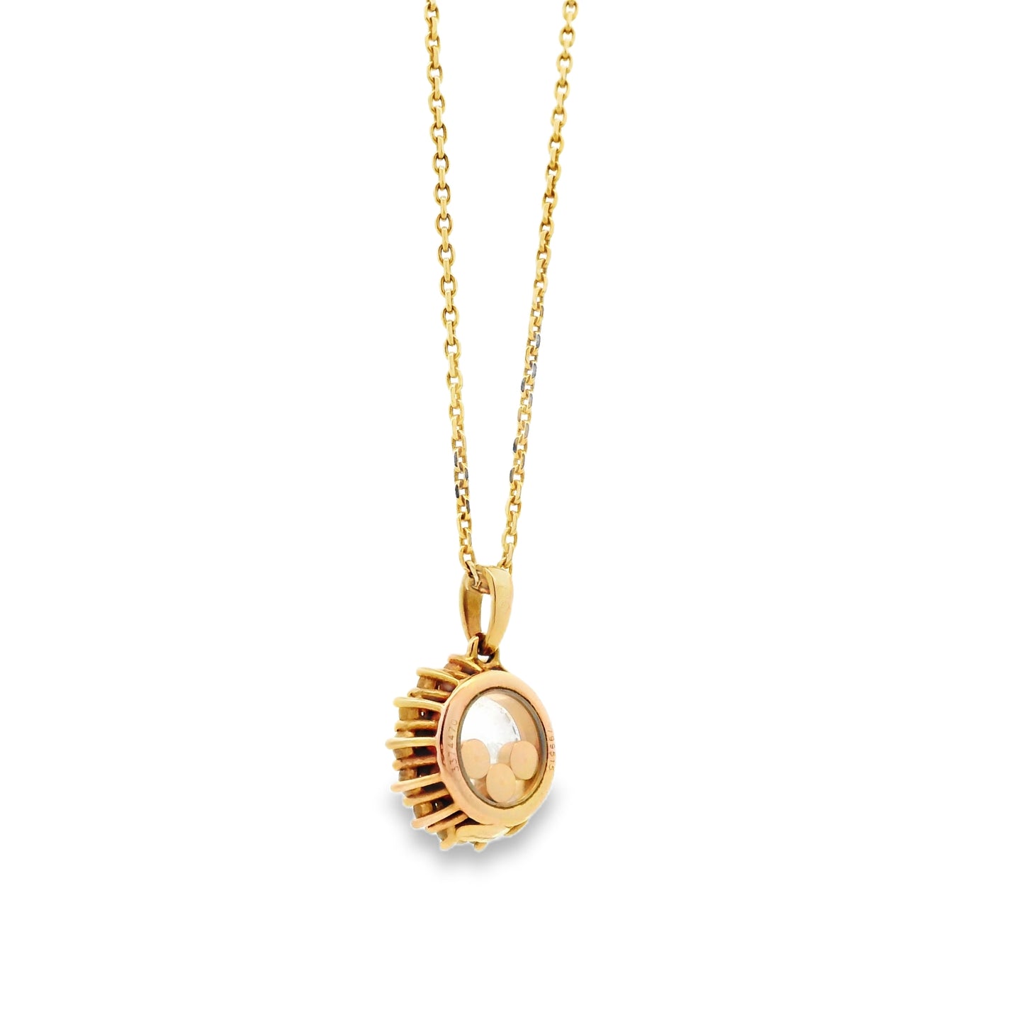 18k Yellow Gold 0.89ctw Chopard Happy Diamond Pendant Necklace