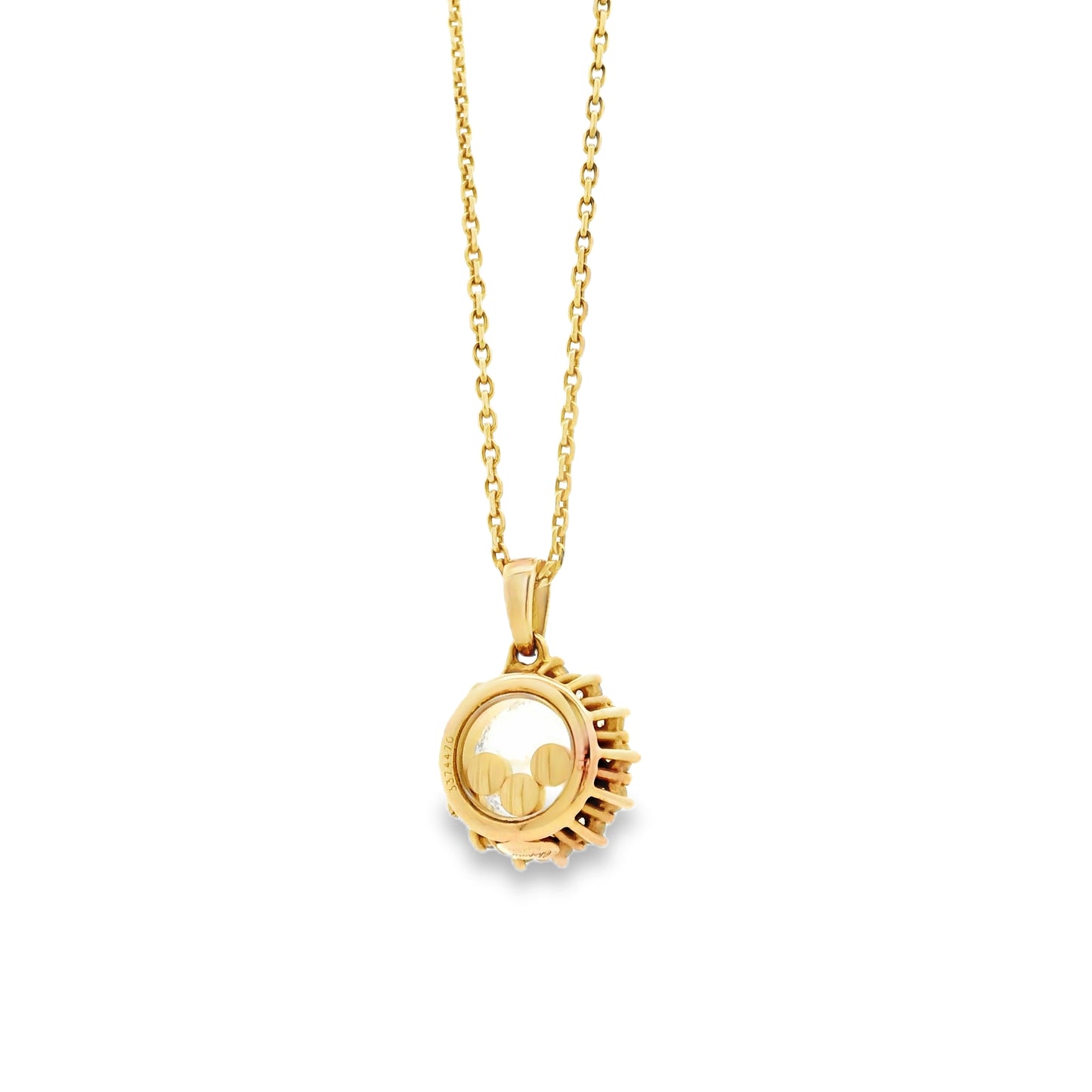 18k Yellow Gold 0.89ctw Chopard Happy Diamond Pendant Necklace