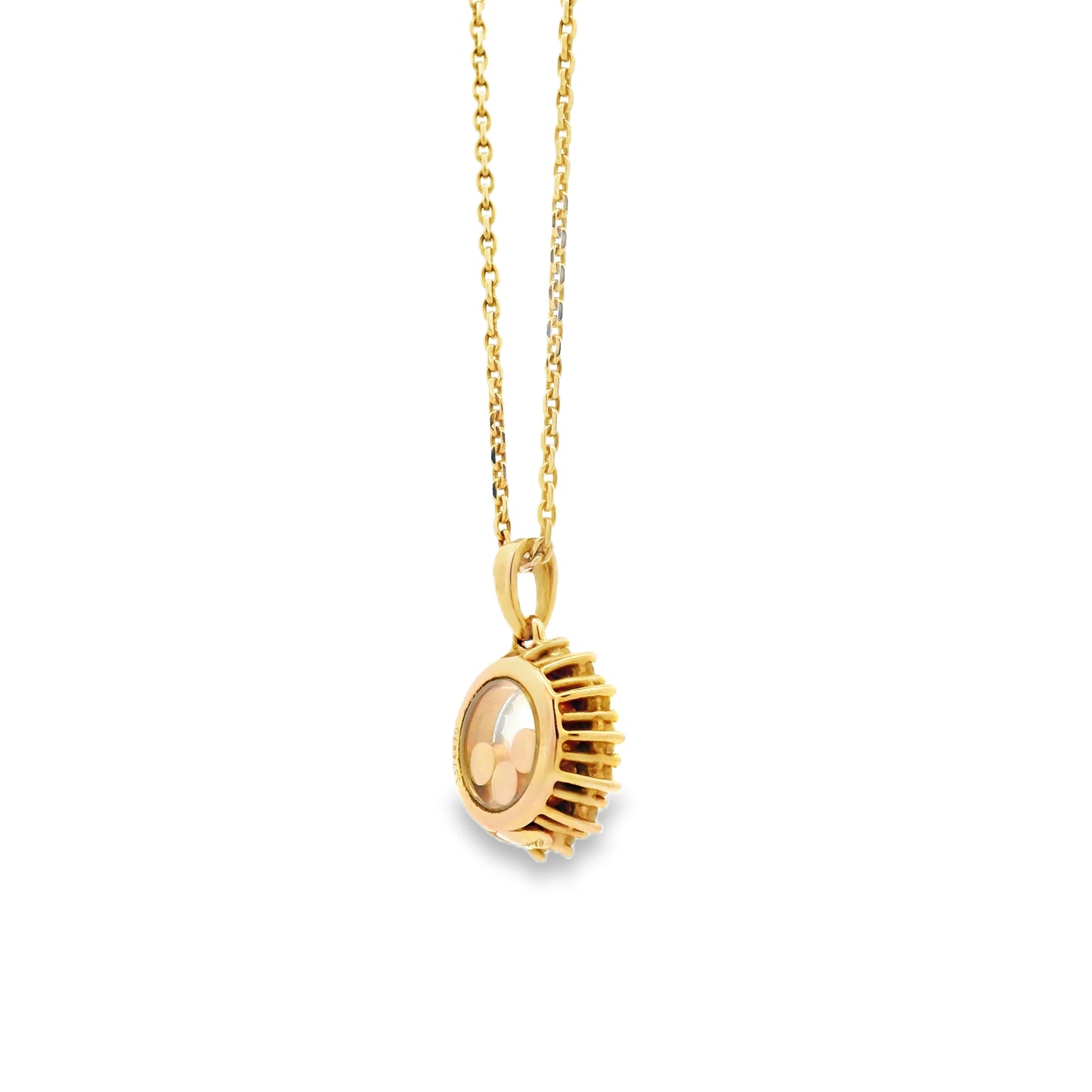 18k Yellow Gold 0.89ctw Chopard Happy Diamond Pendant Necklace