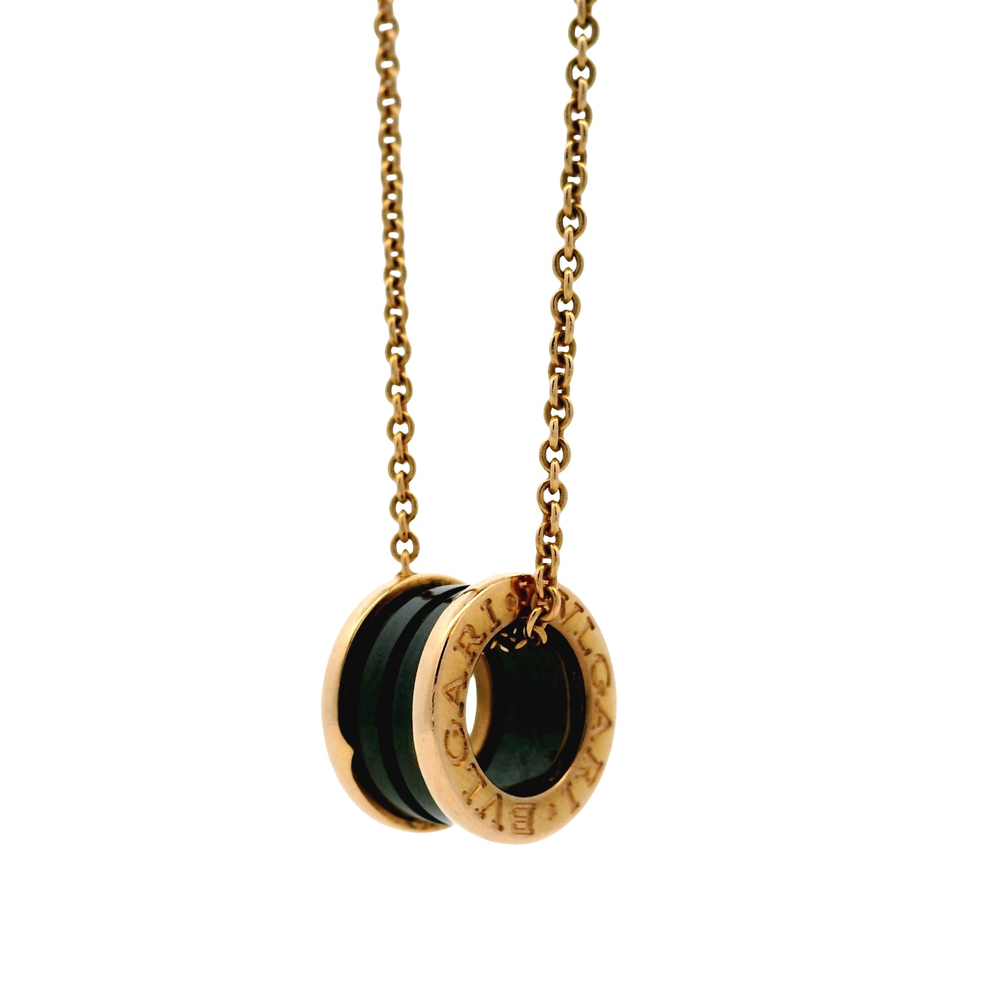 Bvlgari 18k Rose Gold B.zero1 with Black Ceramic Pendant Necklace