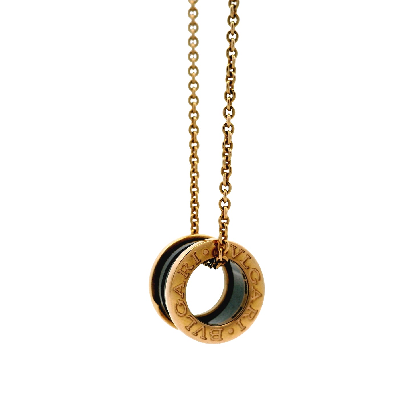 Bvlgari 18k Rose Gold B.zero1 with Black Ceramic Pendant Necklace