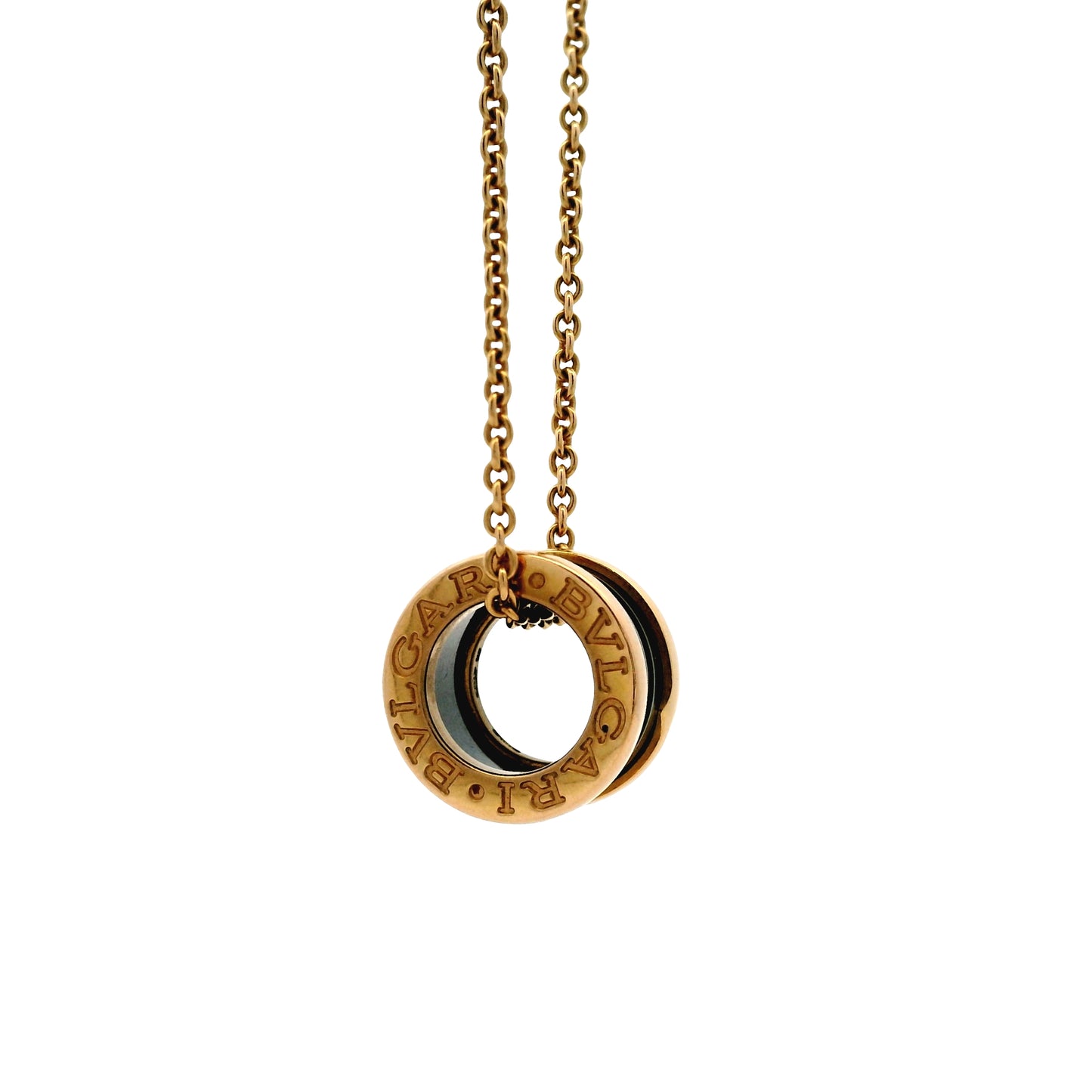 Bvlgari 18k Rose Gold B.zero1 with Black Ceramic Pendant Necklace