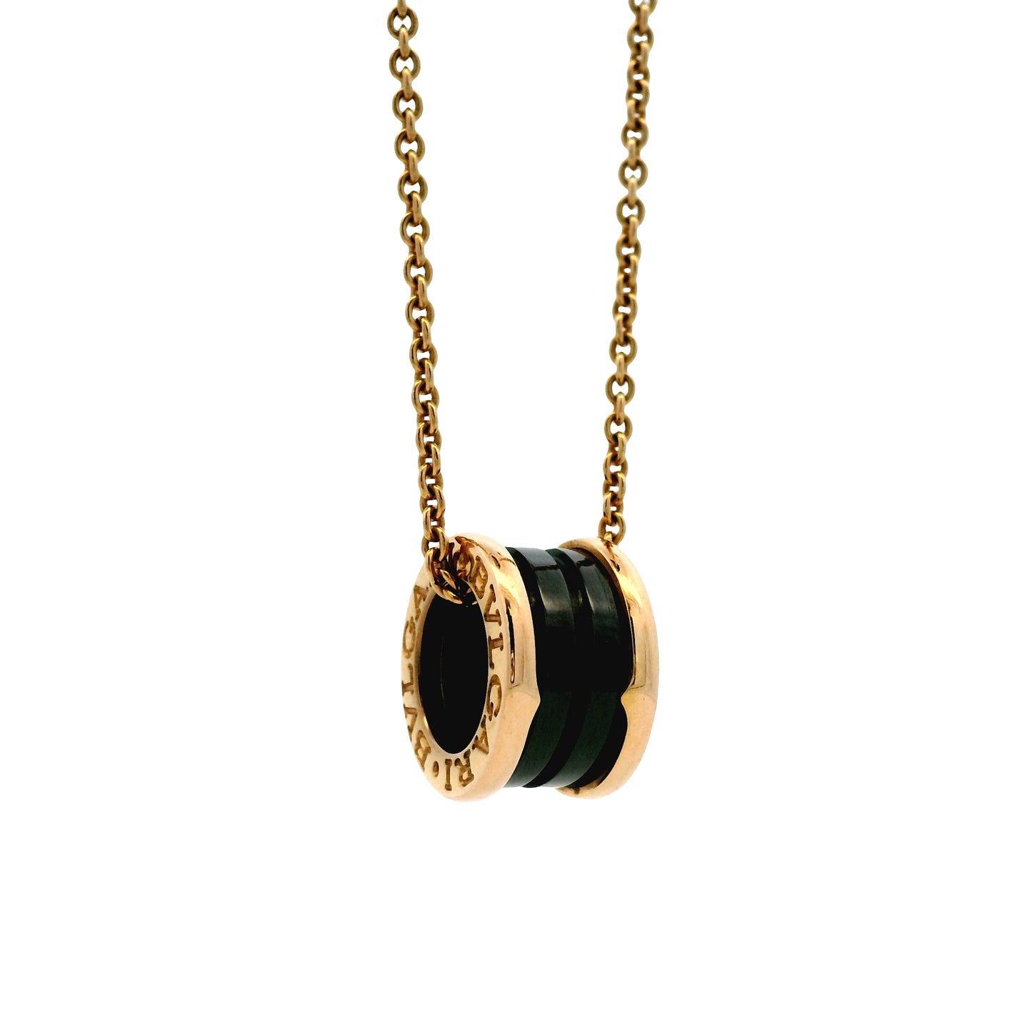 Bvlgari 18k Rose Gold B.zero1 with Black Ceramic Pendant Necklace