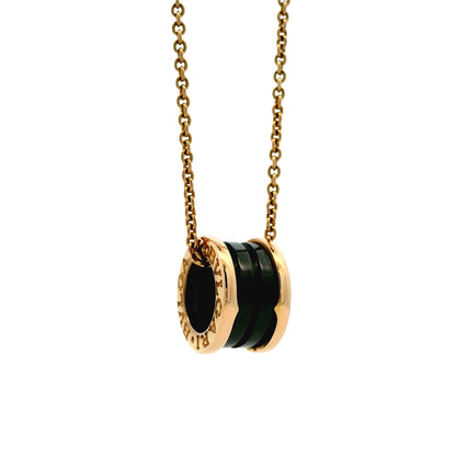 Bvlgari 18k Rose Gold B.zero1 with Black Ceramic Pendant Necklace