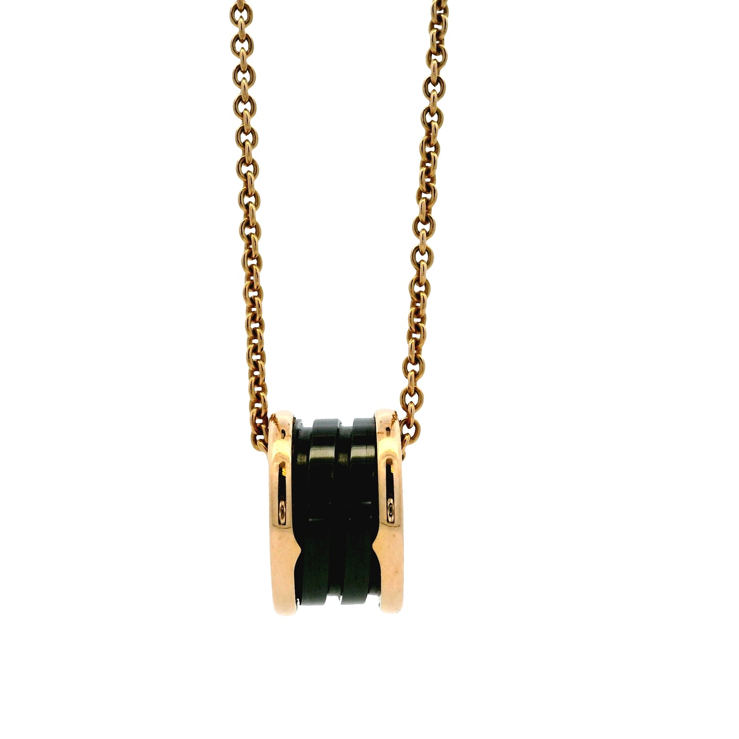 Bvlgari 18k Rose Gold B.zero1 with Black Ceramic Pendant Necklace