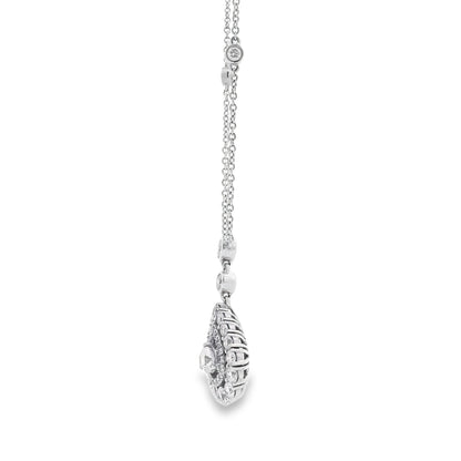 14k White Gold 1.5ctw Pear-Shaped Diamond Halo Necklace