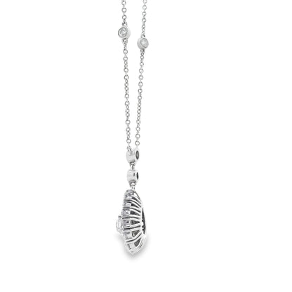 14k White Gold 1.5ctw Pear-Shaped Diamond Halo Necklace