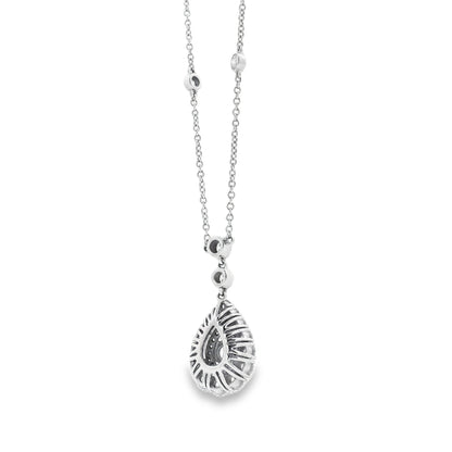 14k White Gold 1.5ctw Pear-Shaped Diamond Halo Necklace