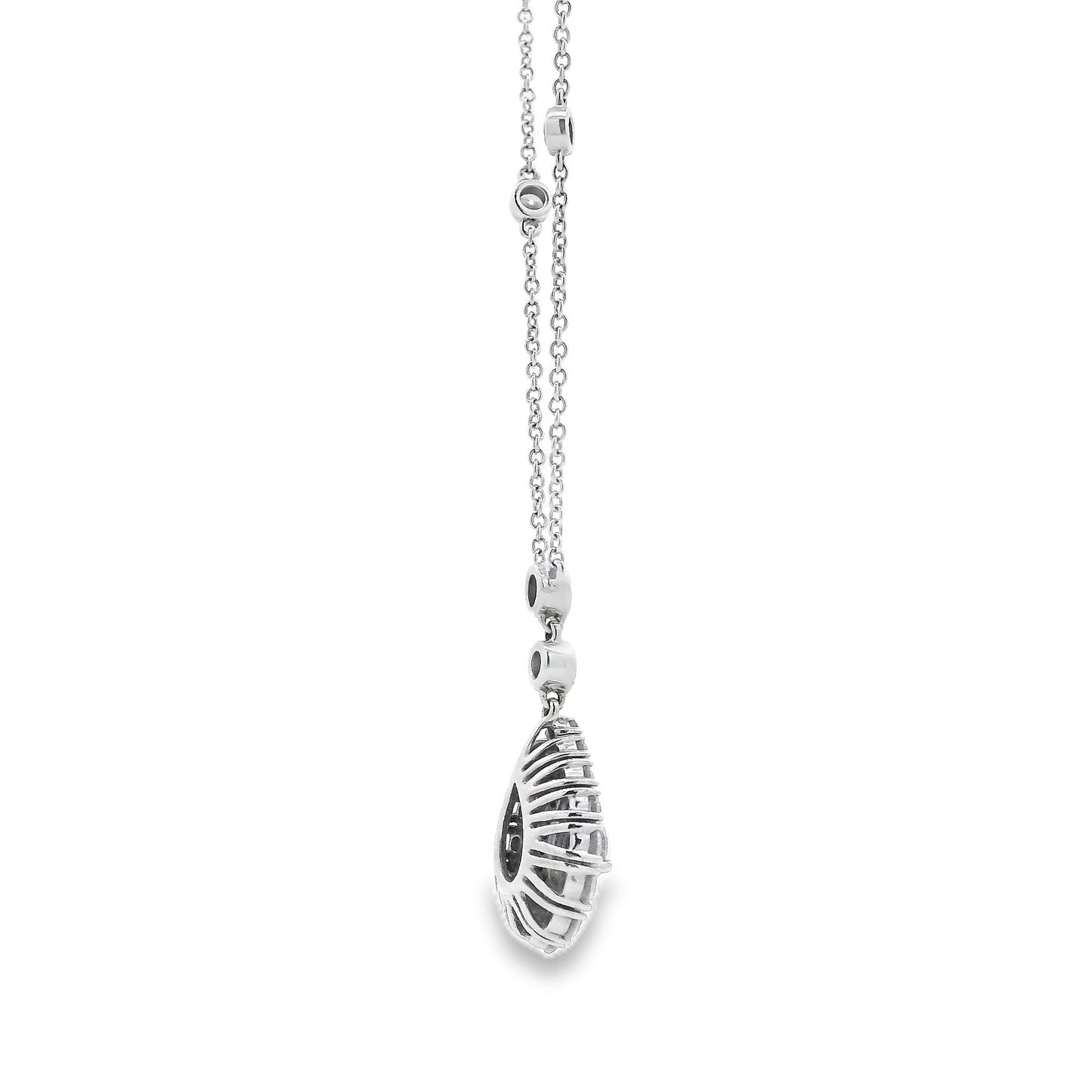 14k White Gold 1.5ctw Pear-Shaped Diamond Halo Necklace