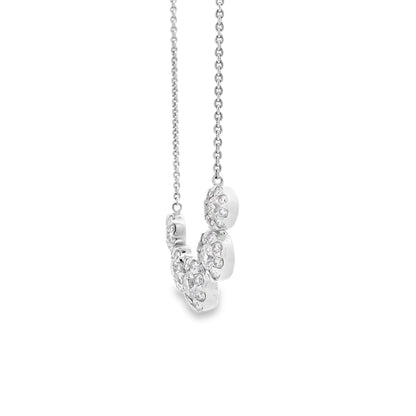 14k White Gold 1.81ctw Five-stone Diamond Halo Necklace