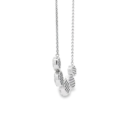 14k White Gold 1.81ctw Five-stone Diamond Halo Necklace
