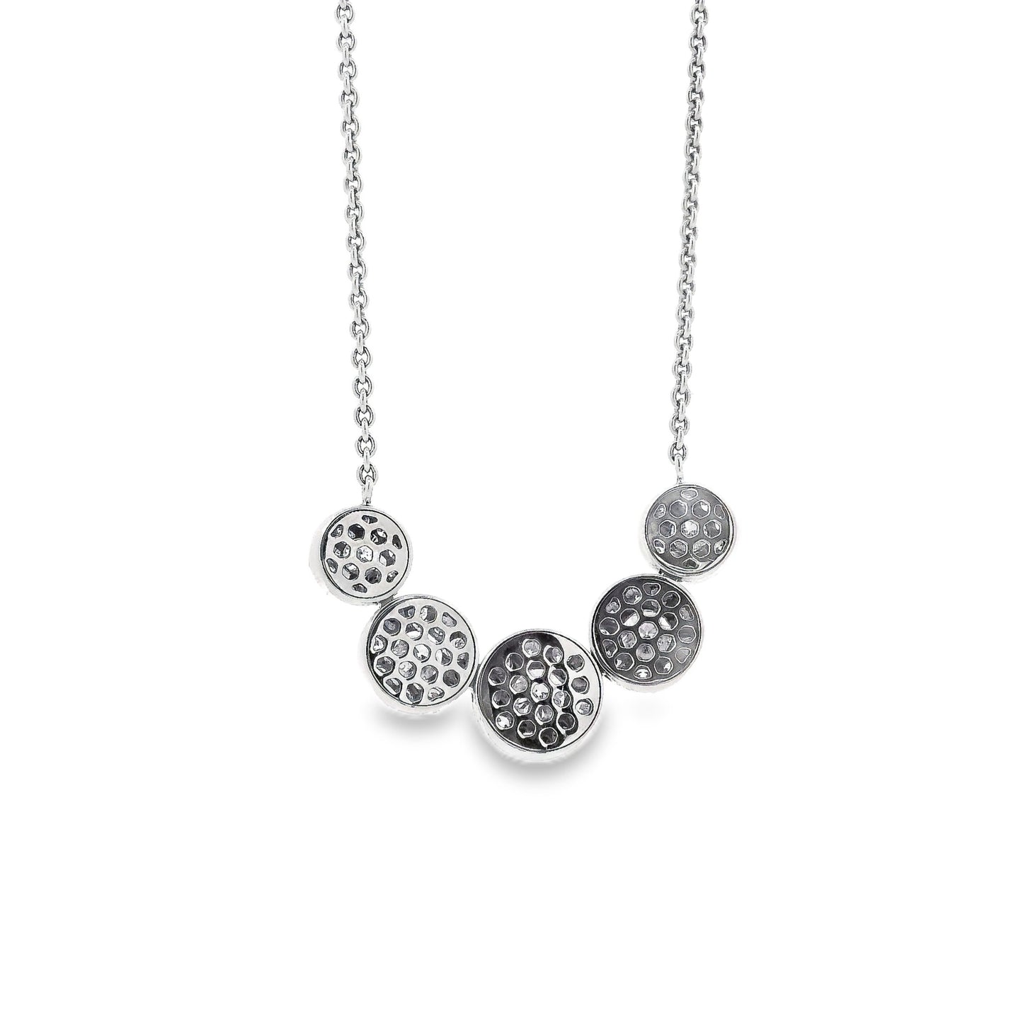 14k White Gold 1.81ctw Five-stone Diamond Halo Necklace