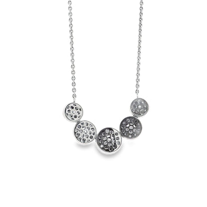 14k White Gold 1.81ctw Five-stone Diamond Halo Necklace