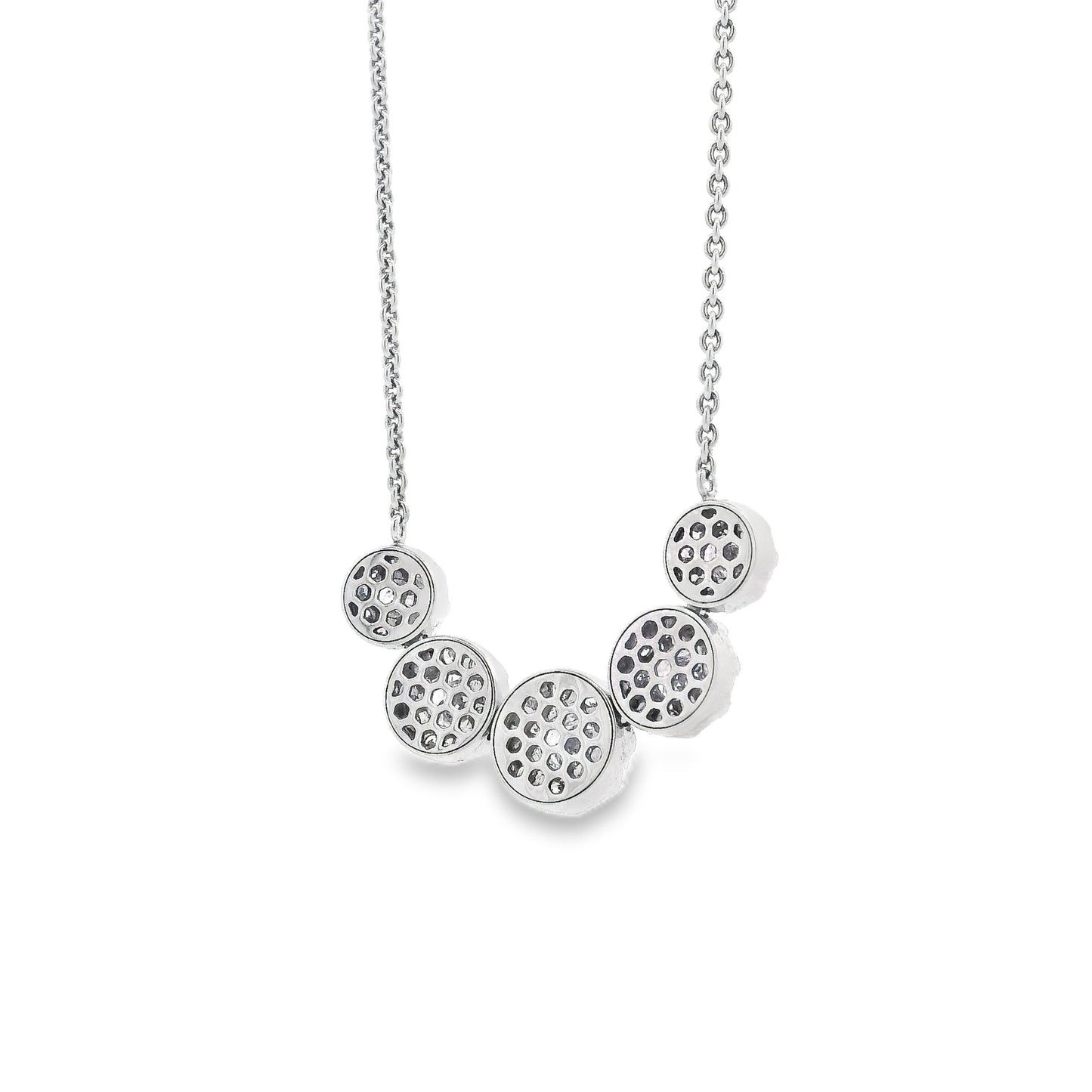 14k White Gold 1.81ctw Five-stone Diamond Halo Necklace