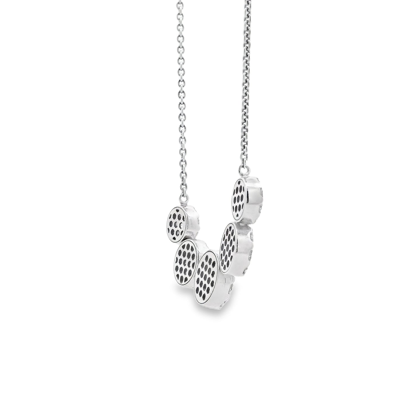 14k White Gold 1.81ctw Five-stone Diamond Halo Necklace