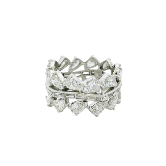 Platinum Natural Pear and Baguette Cut 6.28ctw Diamond Eternity Ring
