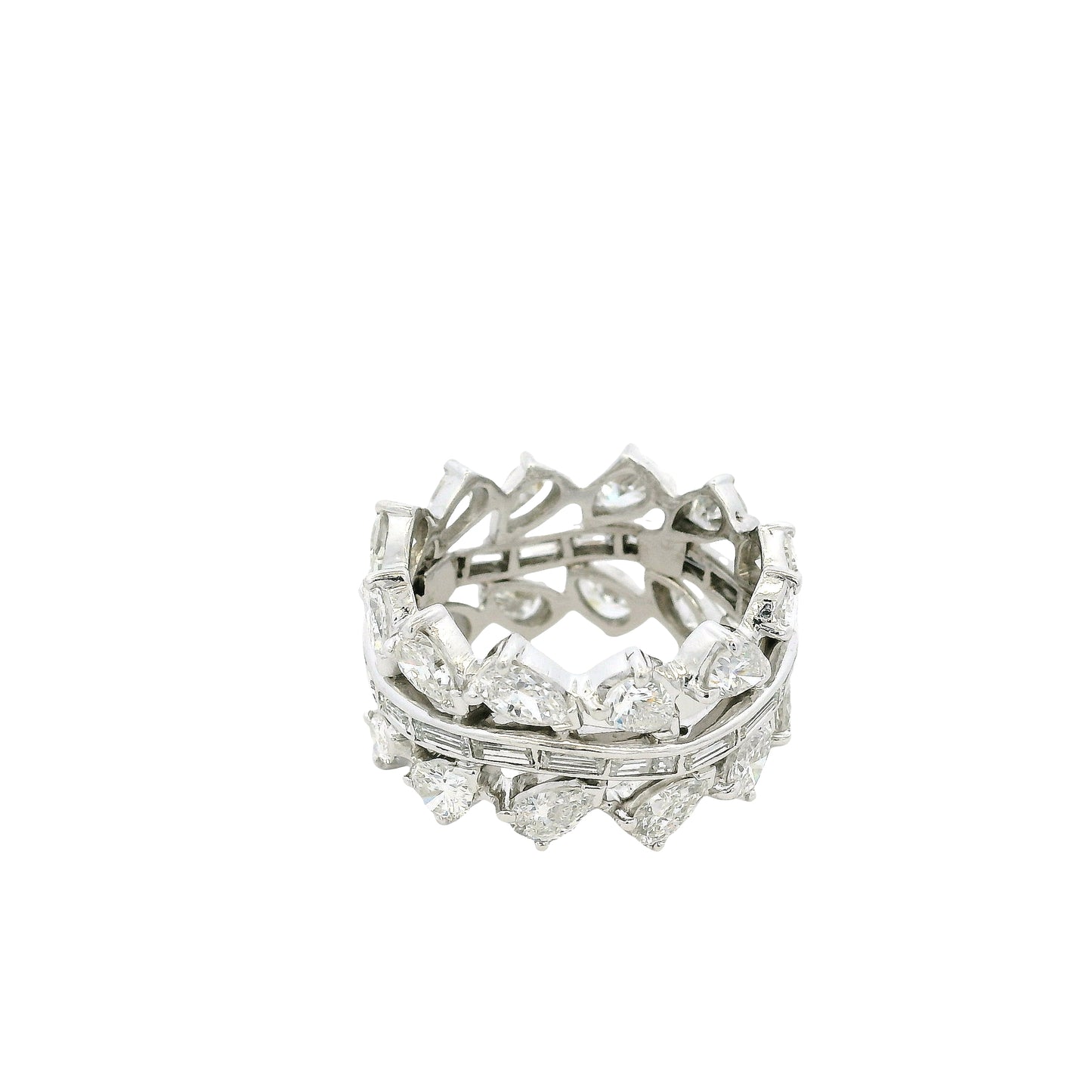 Platinum Natural Pear and Baguette Cut 6.28ctw Diamond Eternity Band