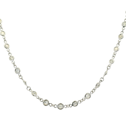 Vintage Platinum Diamond By-The-Yard Bezel Necklace