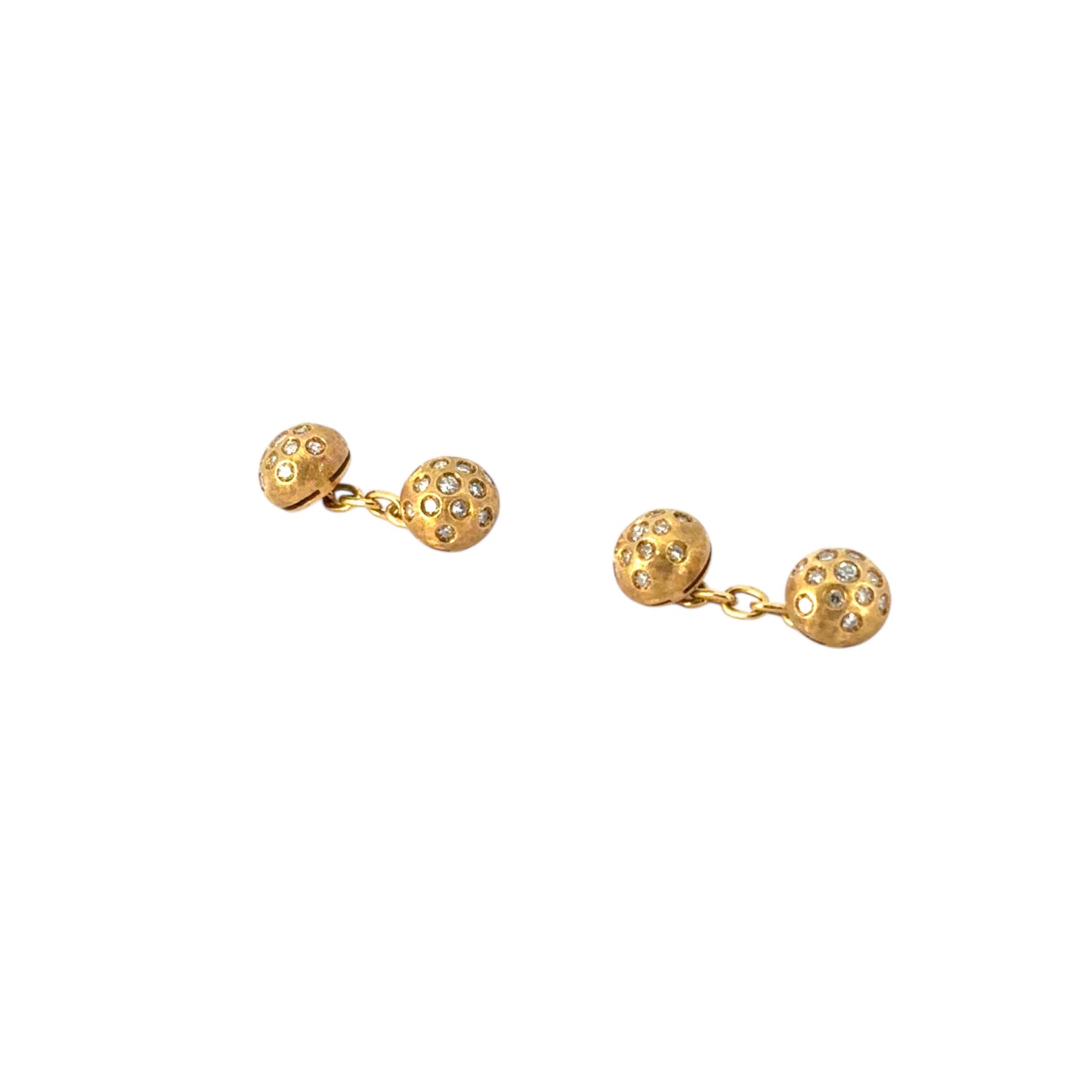 18k Yellow Gold 1.00ctw Diamond Stud Cufflink Set with 5-Link Design