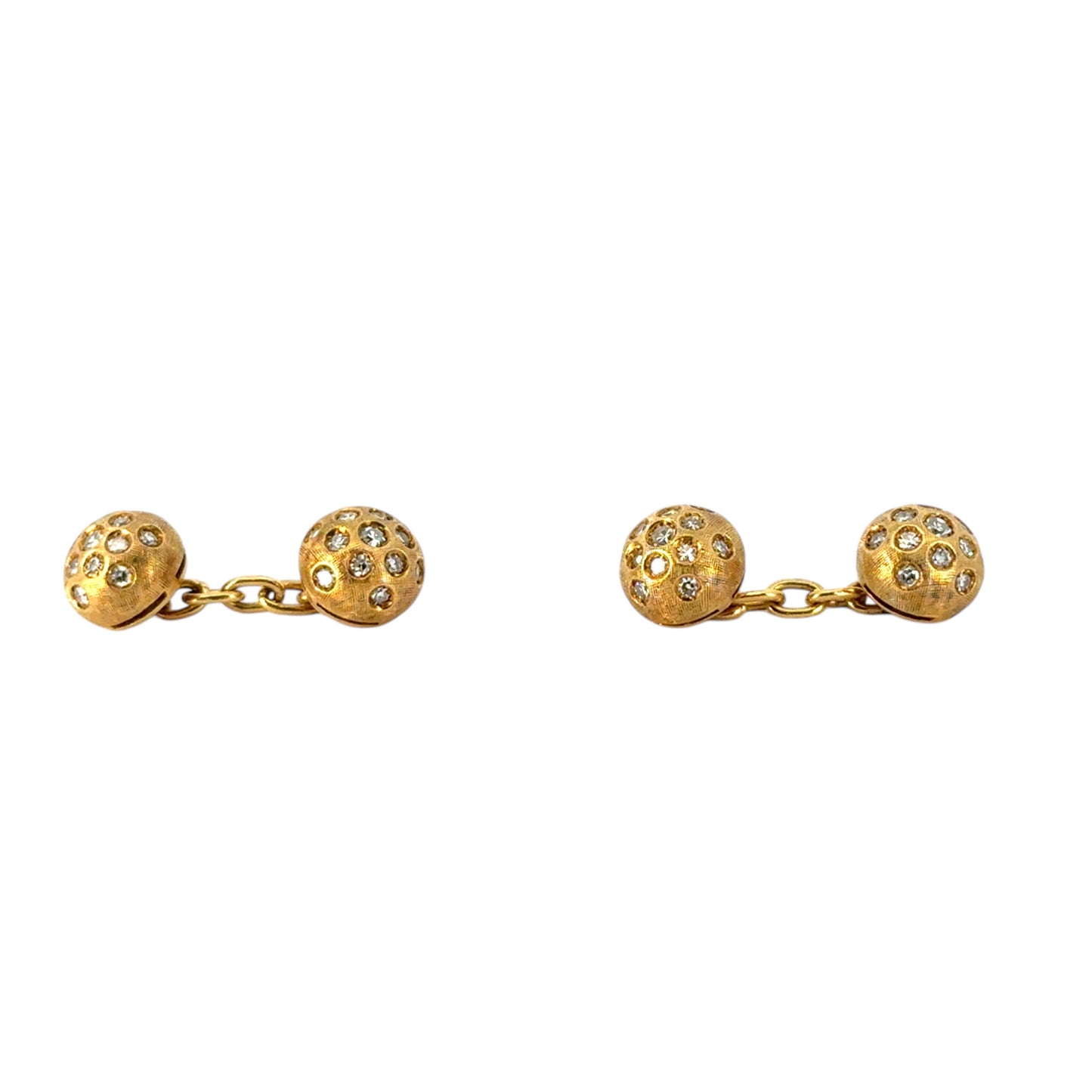 18k Yellow Gold 1.00ctw Diamond Stud Cufflink Set with 5-Link Design