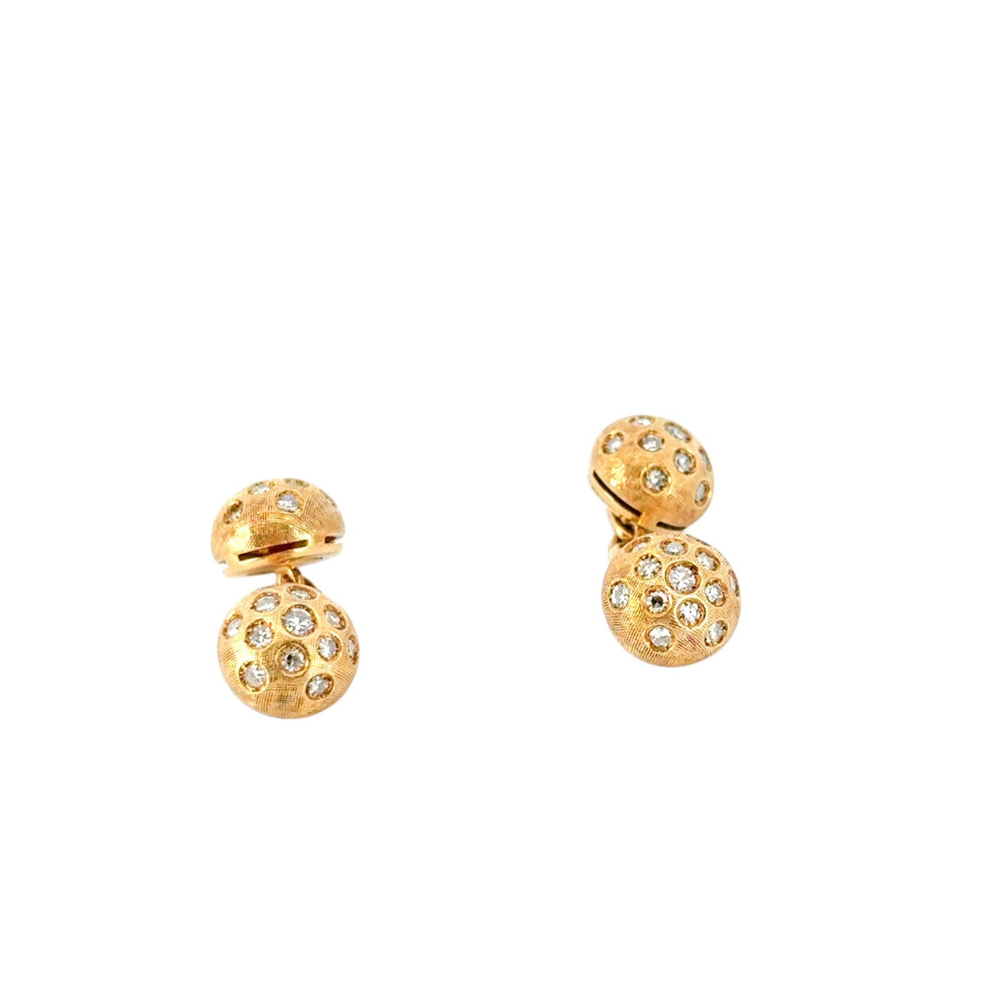 18k Yellow Gold 1.00ctw Diamond Stud Cufflink Set with 5-Link Design