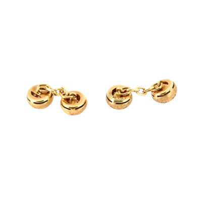 18k Yellow Gold 1.00ctw Diamond Stud Cufflink Set with 5-Link Design
