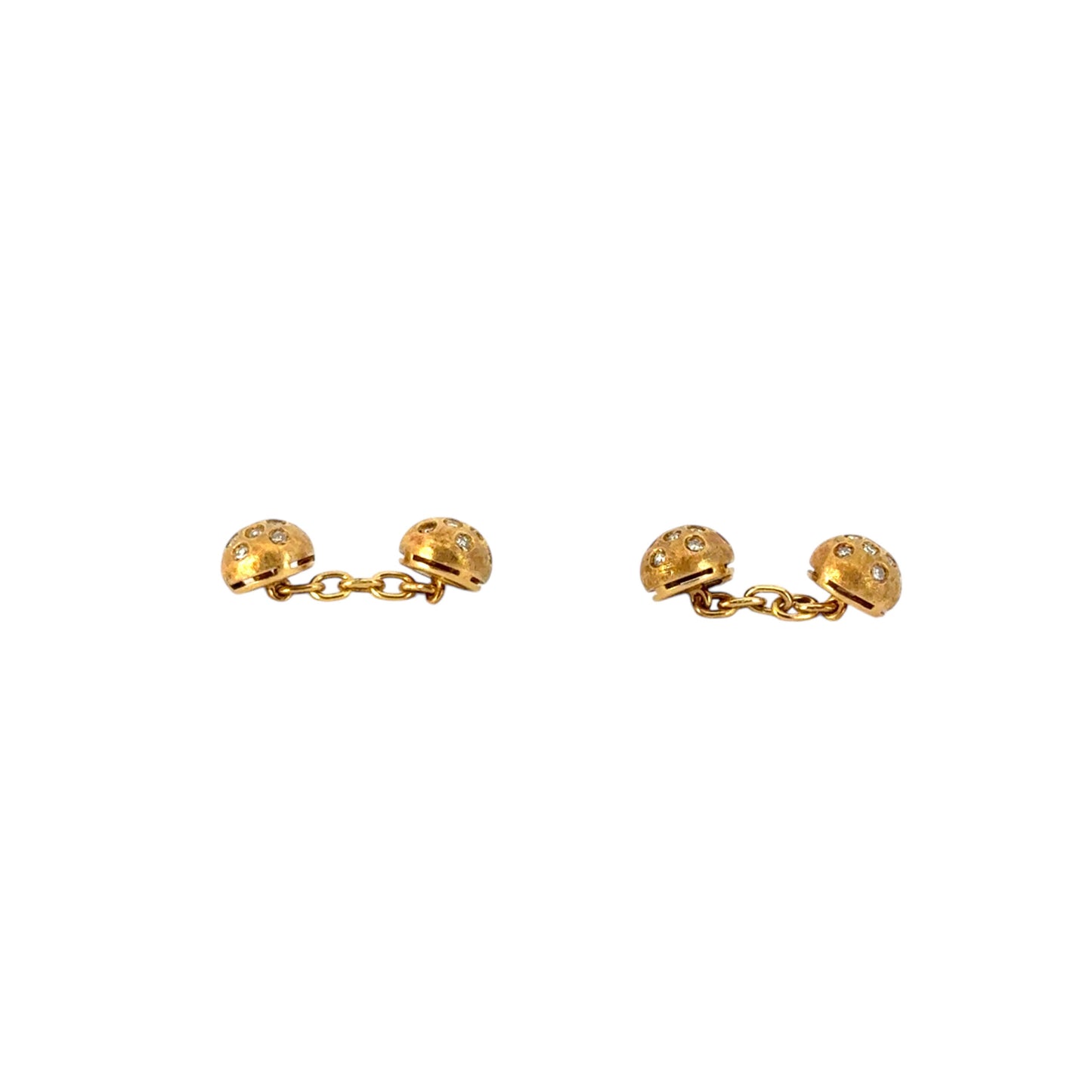 18k Yellow Gold 1.00ctw Diamond Stud Cufflink Set with 5-Link Design