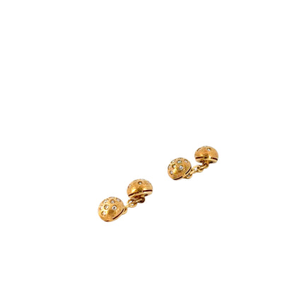 18k Yellow Gold 1.00ctw Diamond Stud Cufflink Set with 5-Link Design